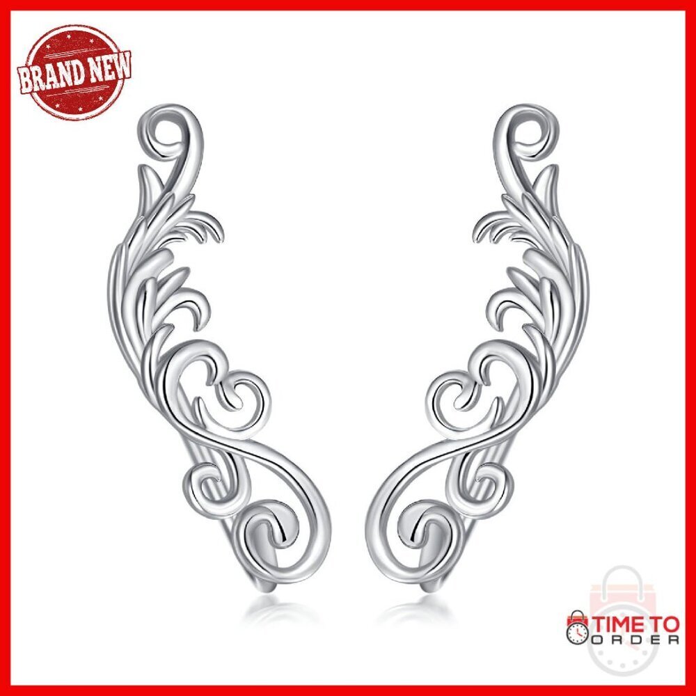 Sterling Silver Filigree Crawler Earrings Hypoallergenic 17mm